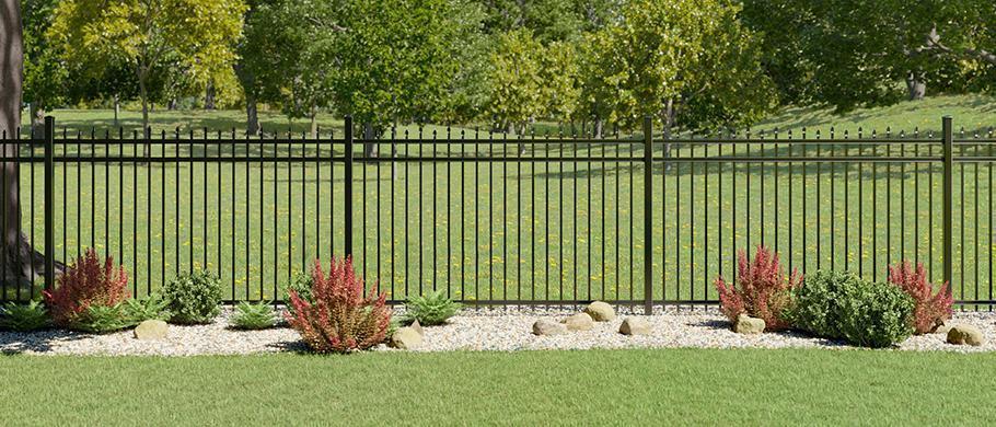 Finished black aluminum fence at a residential property
